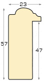 Moulding finger-jointed pine, widht 22mm, height 57mm - Gold decorated - Profile