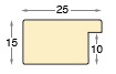 Moulding ayous, width 25mm, height 15mm, bare timber - Profile