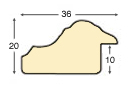 Moulding ayous, width 36mm, height 20mm, bare timber - Profile