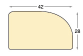 Moulding ayous, width 28mm, height 42mm, bare timber - Profile