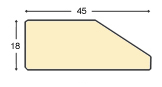 Moulding ayous, width 45mm, height 18mm, bare timber - Profile