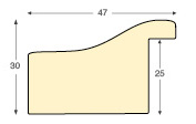 Moulding ayous, width 47mm, height 30 - gold with decorations - Profile