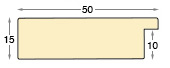 Moulding ayous, width 50mm, height 15mm, bare timber - Profile