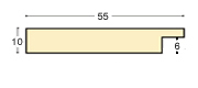 Moulding ayous, width 55mm, height 10mm, bare timber - Profile