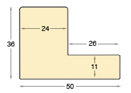 Moulding ayous Width 50mm Height 36 L-shaped bare timber - Profile