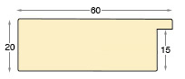 Moulding ayous, width 60mm, height 20mm, bare timber - Profile