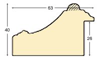 Moulding ayous, width 63mm, height 40 - gold - Profile