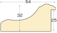 Moulding PVC - Width 84mm - Height 32mm - Gold with white band - Profile