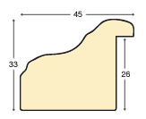 Moulding ayous, width 45mm, height 32 - silver - Profile