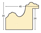 Moulding ayous, width 45mm, height 35mm, bare timber - Profile