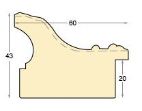 Moulding lamellar fir, width 60 mm - embossed, bare timber - Profile