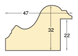 Moulding ayous, width 48 mm - embossed bare timber - Profile