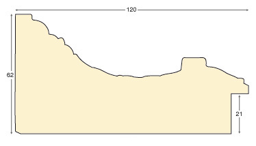 Moulding ayous, width 120mm, height 67 - silver - Profile