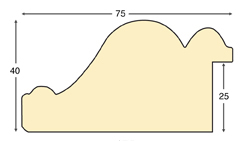 Moulding ayous, width 75mm, height 40 - silver, beaded edge - Profile