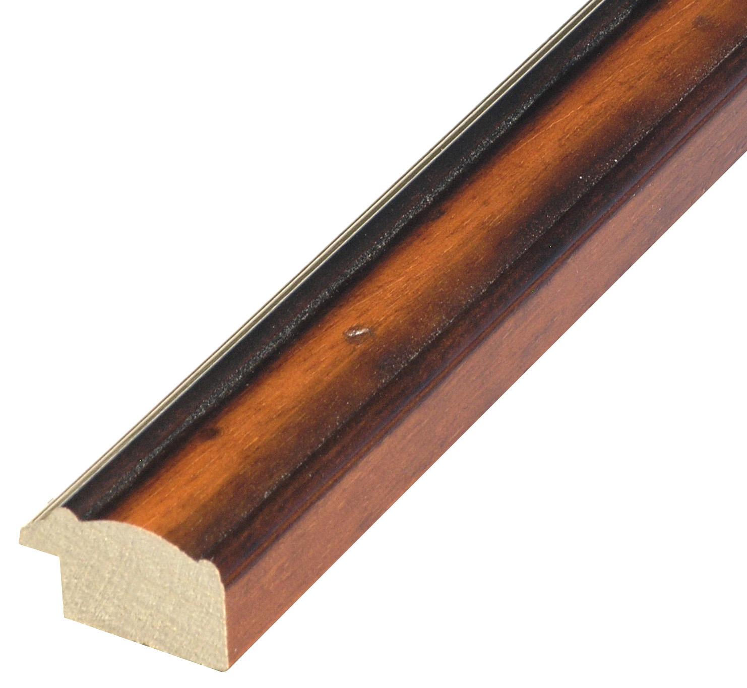 Moulding ayous - width 32mm - antique walnut with gold fillet