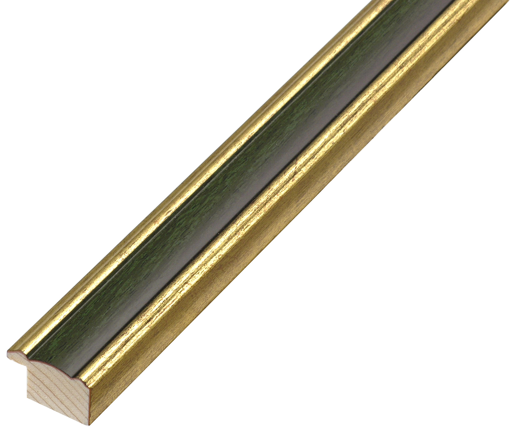 Moulding finger-jointed pine width 24mm - Gold with olive green band