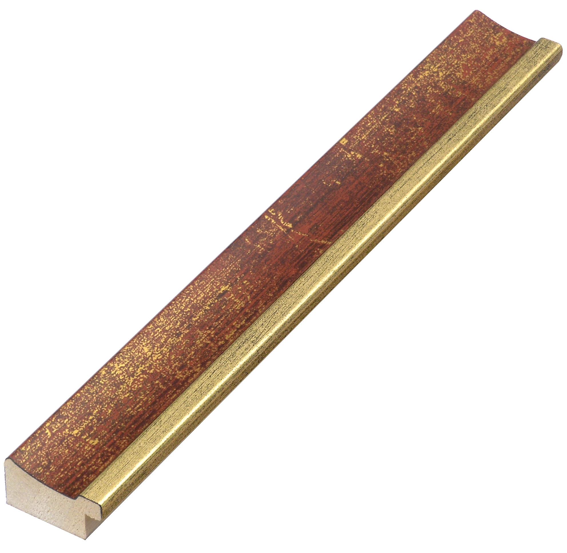 Moulding finger-jointed pine - Width 25mm - Gold with red band