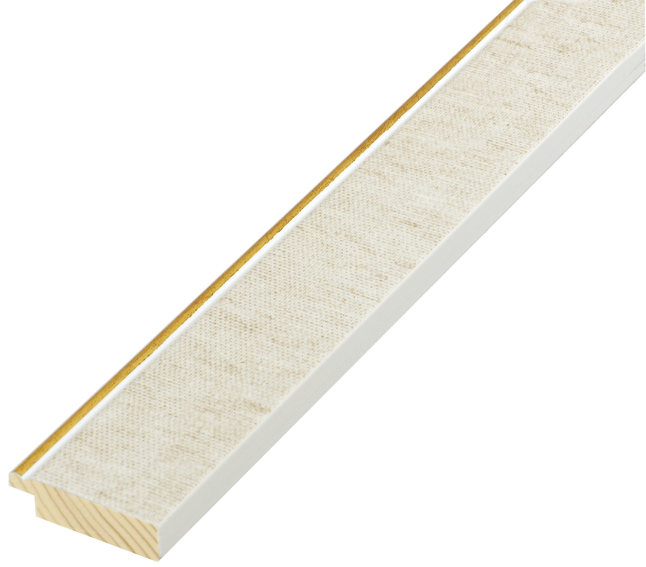 Liner finger-jointed pine Width 35mm - flat, fabric effect, gold edge