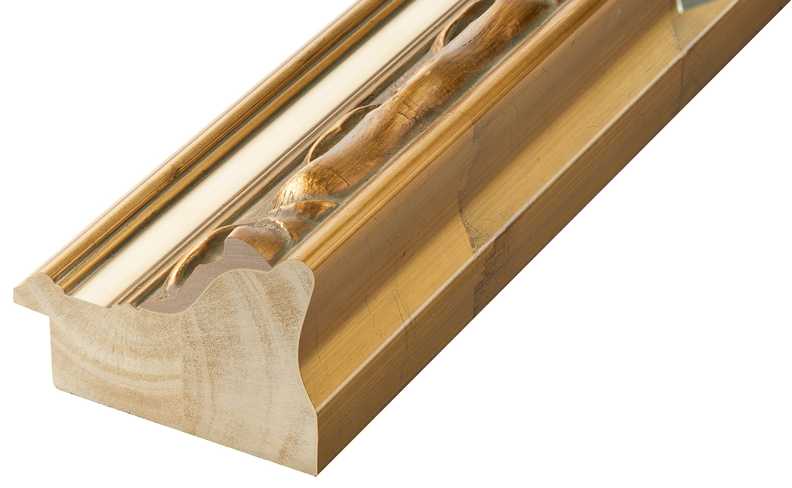 Moulding jelutong, width 102mm - Gold with white strip